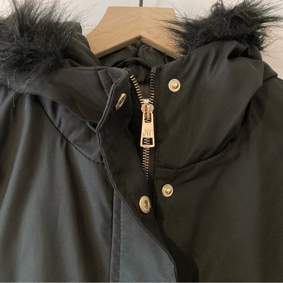 NWT Jason Wu Black Arctic Parka Coat Small Faux Fur Hood Jacket Button Zipper - Picture 3 of 9